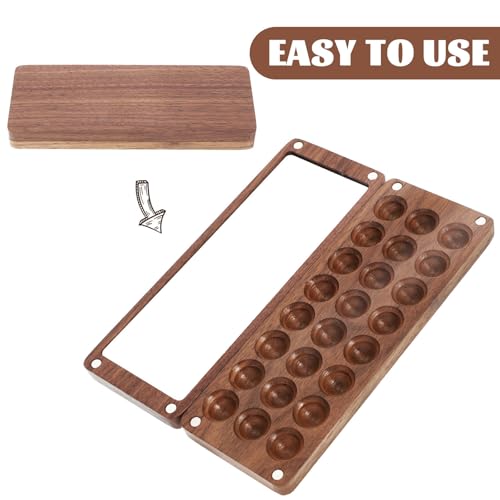 Caja de acuarelas vacía mini para pintar cuadernos de viaje en madera de nogal 4