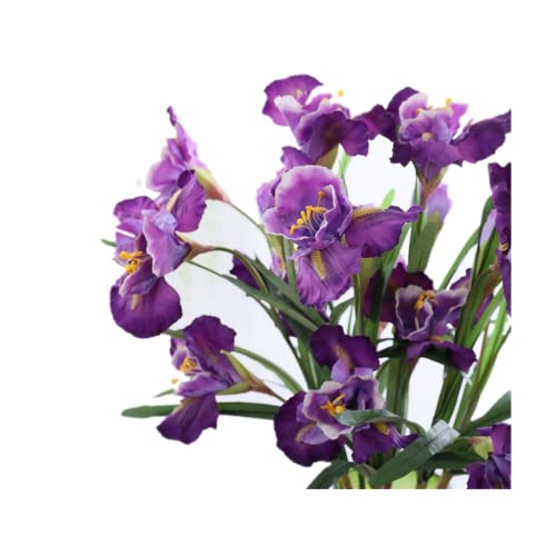 Lot de 3 fleurs d'iris artificielles en soie de 91,4 cm - 9 têtes -Bouquet de fleurs longues -...