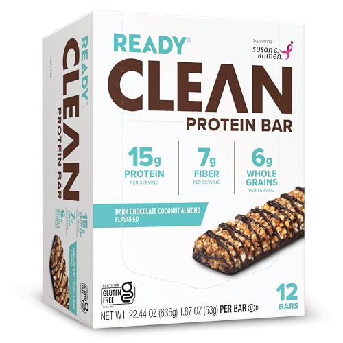 Ready Protein Bars High-Protein Snack with 15g Whey Protein With Flaxseeds and Omega-3s for Sustained Energy Supports Lean Muscle and Recovery No Artificial Sweeteners Dark Chocolate Coconut Almond 12-Pack