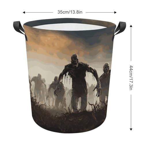 Panier linge étanche pliable à motif zombie pour vêtements et jouets - 3