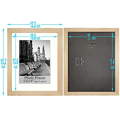 Meetart Picture Frames 11X14 Inch Pack Of 3 Piece In Plastic Glass Mdf Shallow Wooden-Grain Color Frame, Display Pictures 11X14 8X10 , Wall Hanger Vertical And Horizontal. #TOP1