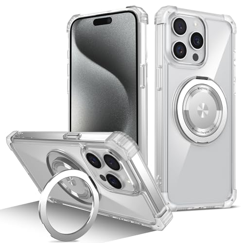 Image of Cubix Back Cover Case for iPhone 14 Pro Max Hard PC + TPU | Metal Ring Kickstand | 1500g Magnetic Hold | 360 Rotating Stand | Military Drop Protection | Air Cushioned Corners