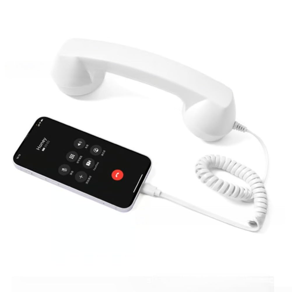 Auricular Retro Teléfono, Receptor con Cable Tipo C, Altavoz de Alta Fidelidad, Agarre Ergonómico, Material ABS, para Smartphones Tablets, Videoconferencias Llamadas — view 2