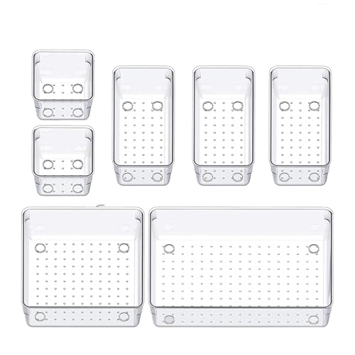 Image of ALOXE Drawer Organizer Makeup Organizer Box Transparent Multipurpose Drawer Organisers Storage Box For Cosmetic, Jewellery, Office, Kitchen Items (20 Pcs)