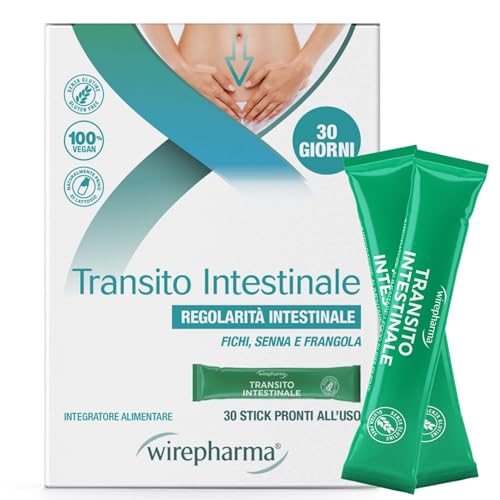 WIREPHARMA – Transito Intestinale 30 Stick - Ideale Contro Stitichezza - Aiuto Intestino Pigro, Regolarizza Transito ed Evacuazione, Estratti Naturali, Senza Glutine