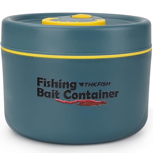 THKFISH Fishing Bait Container, Stainless Steel Insulated Live Bait Storage, Worm Bait Holder, Bait Storage Box, Nightcrawler Box, Bait Bucket to Keeps Bait Fresh and Alive