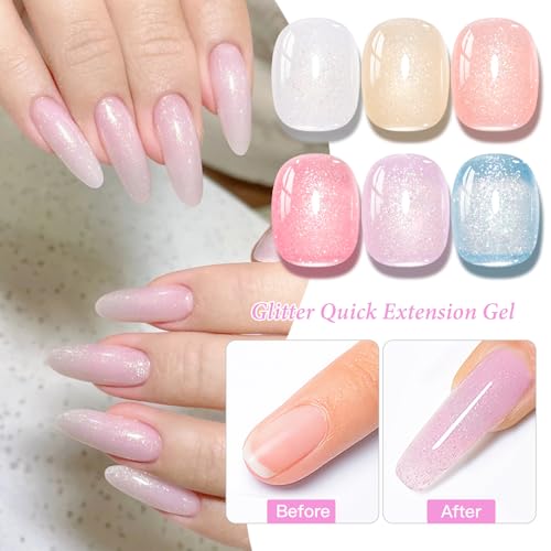 Set 6p Poly Gel uñas nude rosa púrpura azul celeste miniatura 3