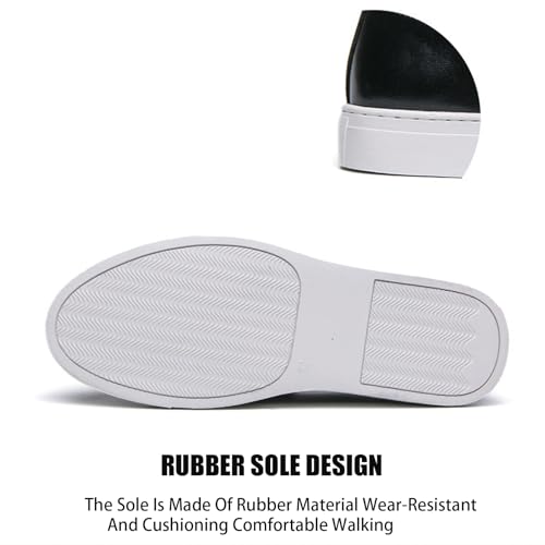 Men's Leather Double Buckle Platform Loafers Classic Round Toe Slip-On Non-Slip Business Dress Shoes for Formal Party Wedding Penny Loafers2