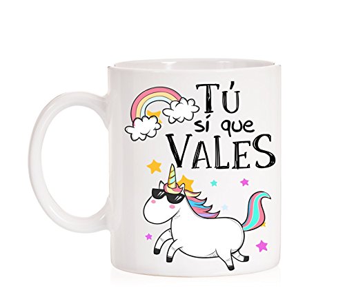 Taza Tú si Que Vales. Taza de Unicornio marchoso Divertido.