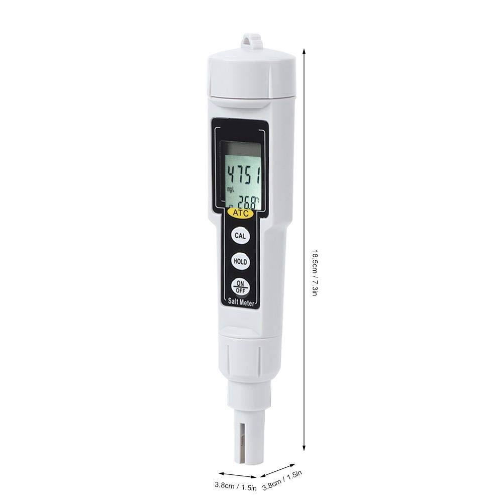 Salinomètre avec LED LCD Double Affichage, CT3081 Salinomètre numérique Portable Salinomètre Température Humidité Testeur Mètre pour Piscine d'eau salée