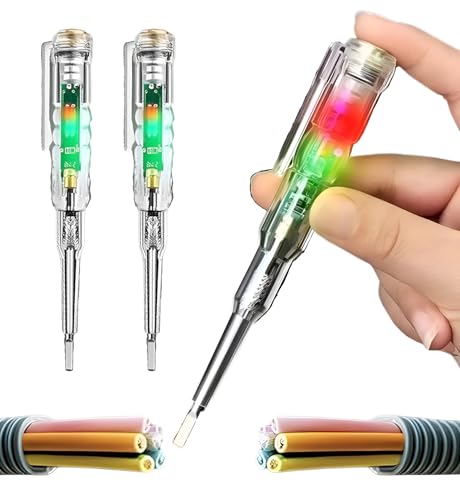 Image of (Pack of 2) 2 in 1 Electrical Current Tester Pen | 70-250V AC Voltage Tester | Non-Contact Power Detector Pen| Circuit Test Screwdriver with LED Light| Electric Wire Tester for Home & Industrial Use