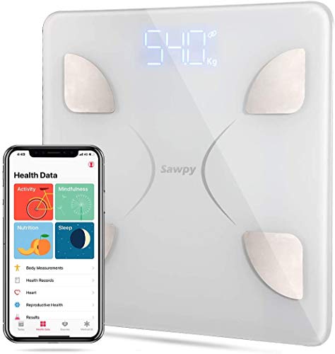 Body Fat Scale，Bluetooth Smart BMI Scale Wireless Digital Weight Scale, Body Composition Analyzer with Smartphone App for Body Weight, Fat, Water, Bone Mass, BMR, Muscle Mass (Black)
