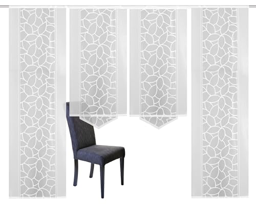 Home Fashion 4er-Set Schiebegardine Jacquard, weiß, 2X 245x57 cm und 2X 145x57 cm