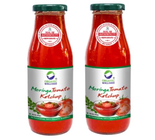 Image of Organic Wellness Moringa Tomato Ketchup 350g | 100% Natural | 85% Fresh Tomatoes | No Chemicals, No Added Colors, No CornStarch, No Oils, No Preservatives, No Thickeners (Pack-2)