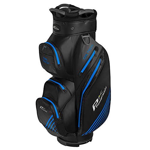 PowaKaddy 2020 Dri-Tech Sac de golf léger 14 voies étanche, Noir/gris métallisé/bleu., taille unique