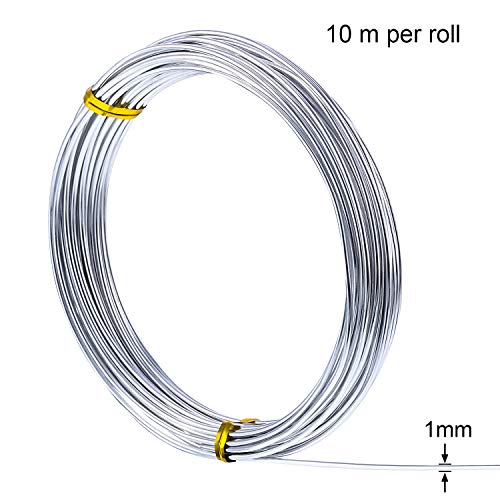 Image of TecUnite Aluminum Craft Wire for Sculpting Armature Bendable Craft Wire for DIY Jewelry Making (1 Roll,Silver,10 M x 1 mm)
