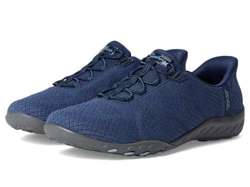 Skechers Modern Comfort Women's Women's Breathe Easy-Knitty Waves Hands Free Slip-Ins Sneaker, Navy, 5