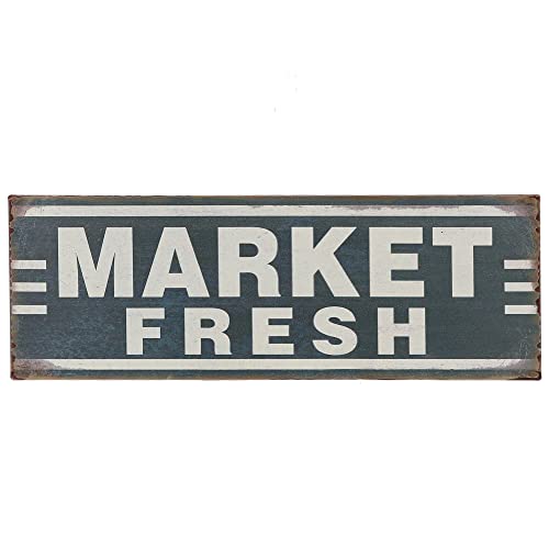 Barnyard Designs 'Market Fresh' Vintage Metal Bar Tin Sign, Kitchen Signs Wall Decor Farmhouse, Decorative Wall Signage Bathroom Decor, Gifts for Women, Country Primitive Farmhouse Signs Home DÃ©cor