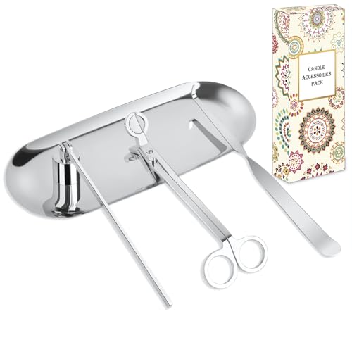 burtok 4-IN-1 Kerzenzubehör Set – Elegantes Edelstahl-Kerzenpflegewerkzeug mit Kerzenlöscher,...