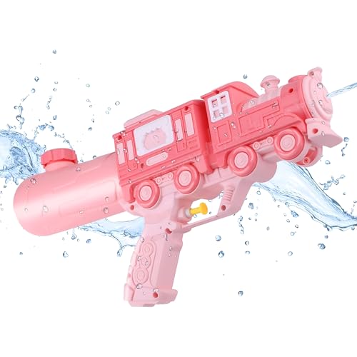 Image of Toyshine Train Model Handheld High Pressure Water Gun Holi Toys Summer Toy for Girls Boys Kids, 400 ML Tank - Pink
