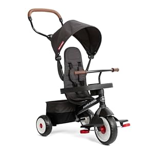 Radio Flyer Premium Stroll ‘N Trike, Black Baby Trike for Ages 1-5 Years, Premium Baby Tricycle