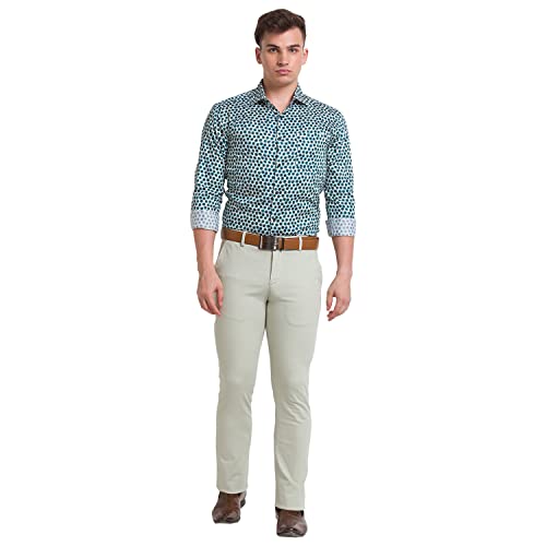 Image of Park Avenue Men's Pure Cotton Print Pattern Slim Fit Cut Away Collar Full Sleeve Casual Shirt