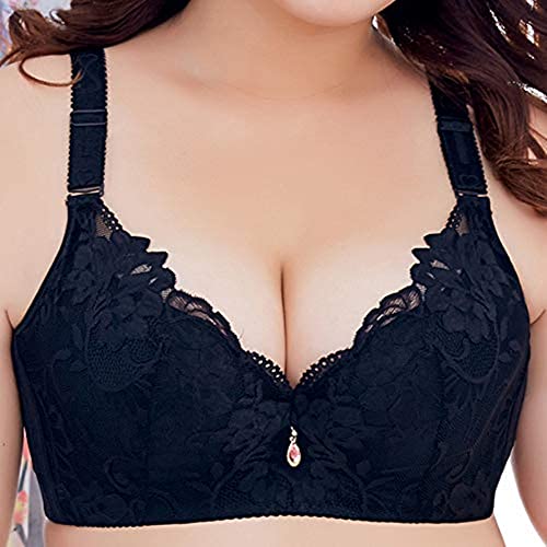 CAHL&FAUO Push Up Bra for Women Plus Size Lace Brassiere Wide Back Underwire Bra2