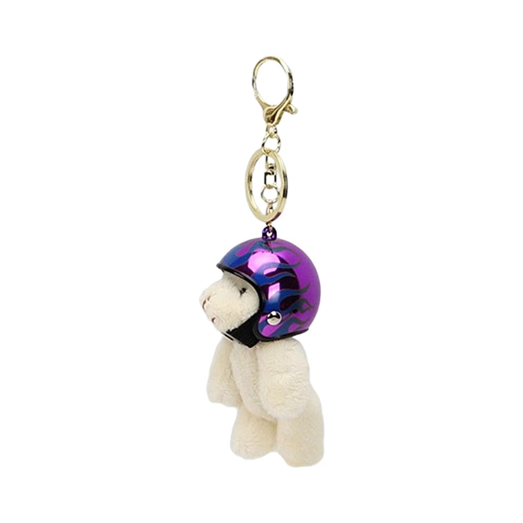 GMBYLBY Fashionable Motorbike Bear Key Ring Eye Catching Animal Pendant Keychain Soft Plush Backpack Charm Car Decoration