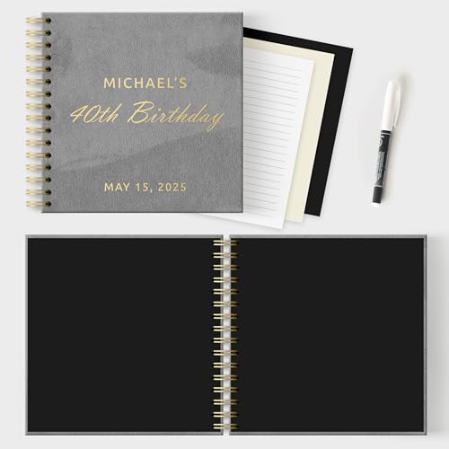 Image of Polaroid Guest Book Personalized Photo Scrapbook Album - Custom Book for Instax Pictures - Birthday, Wedding, Anniversary (Gray, Small - 8.3x8.3 inch)
