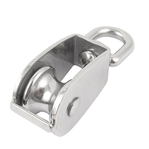 Aexit 25mm Dia Silver Tone Single Sheave Hoist Swivel Eye Wire Rope Pulley Wheel 0.15 Ton (4b653c5bf6794dc0673a190e5b2048ea)