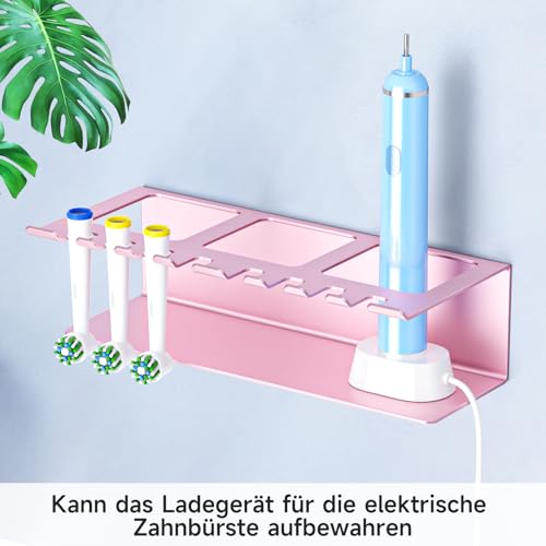 Zahnbürstenhalter Wand, Elektrische Zahnbürste Halterung Ohne Bohren, Zahnbürstenkopf Halter Aufsteckbürsten Halter,Bad Zahnpastaständer Wandhalterung Zahnbürstenköpfe Aufbewahrung(Roségold, Groß) 4