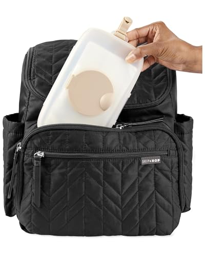 Image of Skip Hop Baby Wipes Dispenser Case, Holds Up to 40 Wipes, Grab & Go Travel Wipe Holder with Snug Seal, Oat