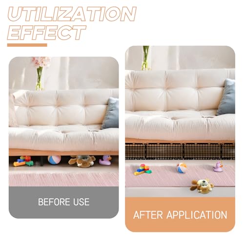 Image of 12 Pcs Under Couch Blocker for Bed Adjustable Furniture Plastic Under Bed Blocker with 30 Ties Black Couch Barriers for Dogs Pets Cats (Style4)