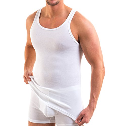 HERMKO 3000 Tank Tops para Hombre, Hechos de algodón 100%, Größe Herren:5 (M), Farbe:Blanco
