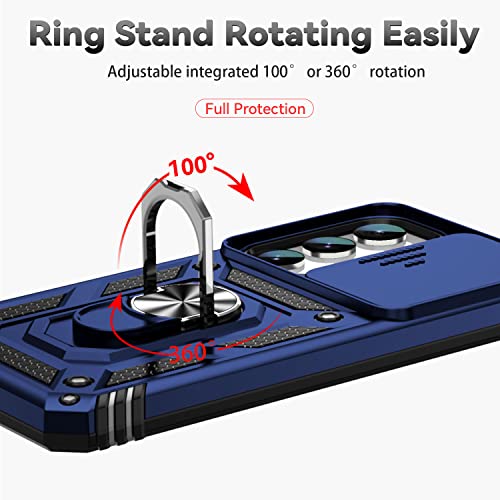 Compatible With Samsung Galaxy S23 5G Phone Case,Hd Screen Protector,Built Magnetic Kickstand,Rugged Heavy Duty Military Grade Shockproof Protective Cover For Samsung Galaxy S23 5G Case Blue #TOP4
