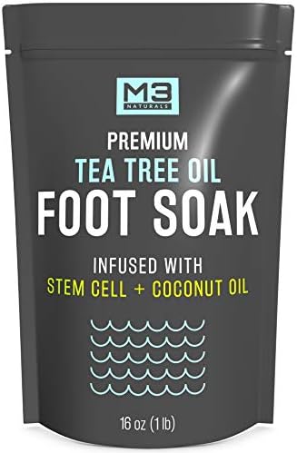 Tea Tree Oil Epsom Salt Pedicure Foot Soak with Coconut Oil & Stem Cell Foot Care Foot Bath Soak Athletes Foot Treatment Toenail Fungus & Foot Odor Foot Soaker Foot Spa Soak by M3 Naturals