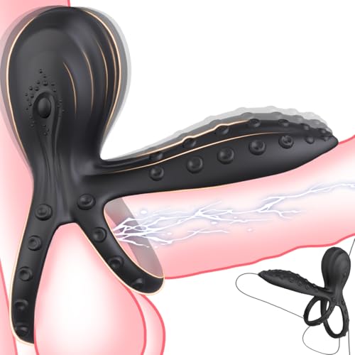 Vibrating Cock Ring Sex Toys for Men Women Dual Ring Penis Sleeve Vibrator with Clitoral Stimulator Male Female Couples Sex Toy with 2 Motor & 10 Vibrations Adult Toys Cockring for Couple Intimacy