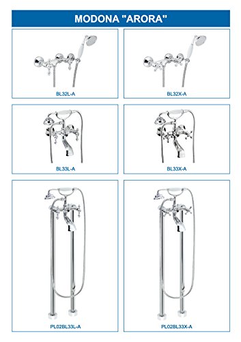 Modona 6" European Style Tub & Shower Mixer With Porcelain Hand Held Shower Set – Lever Handles - Made Of Brass #TOP4