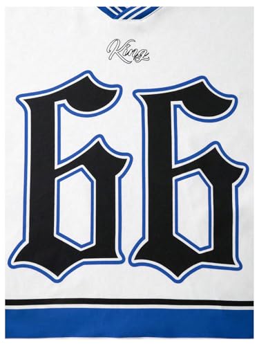 GORGLITTER Men's V Neck Number Graphic Cropped T Shirt Oversized Casual Drop Shoulder Short Sleeve Tee Top3