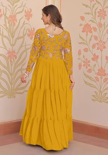 Image of FOXDX Womens Faux Georgette Sequence Embroidered Ankle Length Anarkali Gown for Women| Festival | Trending |