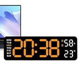 Orologio da parete digitale – Display a LED 22,8 x 3,5 x 7,5 cm, sveglia elettronica, decorazione rettangolare multifunzionale per la casa, facile da leggere, visualizzazione della data molto luminosa