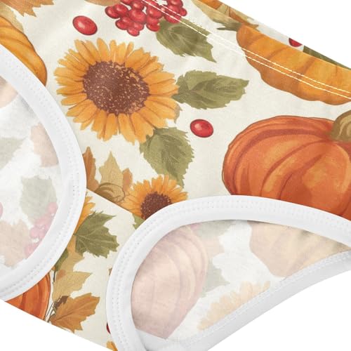 Wusikd Pumpkins Sunflowers Girls' Underwear Cotton Red Berries Girls Briefs Soft Toddler Underwear 2T4