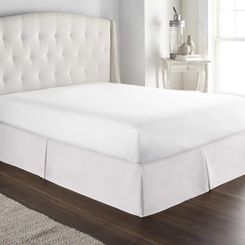 Astroo Linen 800 Thread Count 100% Cotton Hotel Quality Luxurious Box Pleated Bed Skirt Easy Fit With 14 Inch Drop Length (Queen,White)