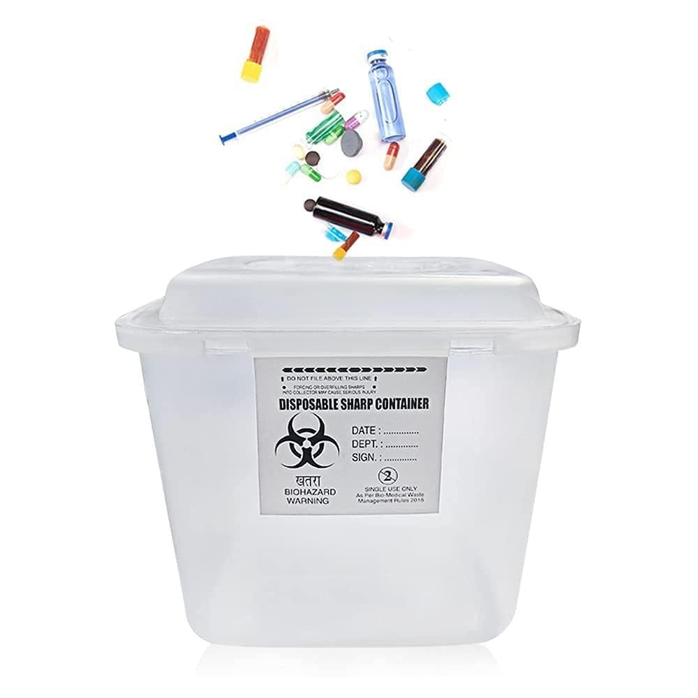 Sharps Containers Bio-hazard Bio-Medical Sharps Container Puncture Proof Box (1.5 Liter) 1 Piece (White)-image-3
