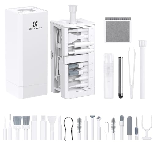 K&F CONCEPT 32-in-1 toetsenbordreinigingskit, reinigingsset met intrekbare grote borstel, telefoonreinigingsgereedschap, multitoolkit voor telefoons, tablet, computer, pc-monitor, tv-cameralens