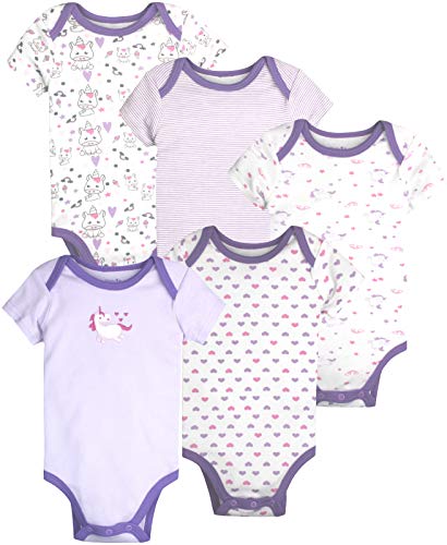 Image of Maybe Baby Kids Infant Boys' and Girls' 4 & 5 Pack Cotton Baby Longsleeve & Short Sleeve Bodysuit Set w/Mitten Cuffs