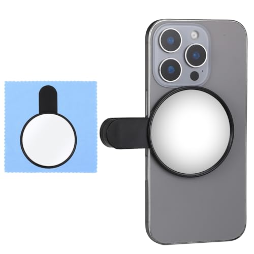 Hecila - 2 espejos compactos para teléfono para cámara trasera, clip universal para teléfono para fotos, vídeo, vlog, transmisión en vivo, accesorios para teléfonos inteligentes para un marco preciso