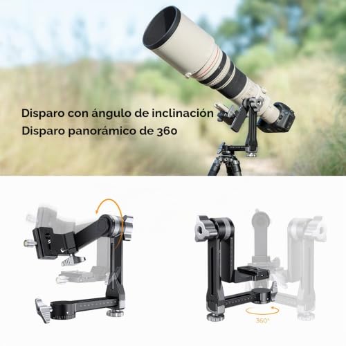 Miniatura 6 de K F Concept Cabezal De Trípode Cardán, Panorámico De 360 De Aleación De Alta Resistencia Con Placa De Liberación Rápida Arca-Swiss De 1 4 De Pulgada Para Cámaras, Capacidad De Carga 20 Kg