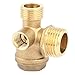 Air Compressor Check Valve, 3 Port Brass Air Compressor Male Threaded Check Valve Tube Connector Tool