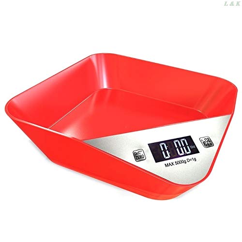 wagi kuchenne, waga wielofunkcyjna, przenośna cyfrowa elektroniczna waga kuchenna, waga do żywności kot pies waga zakres dokładności 1g-5kg wyświetlacz LCD U50A dokładny (kolor: biały)